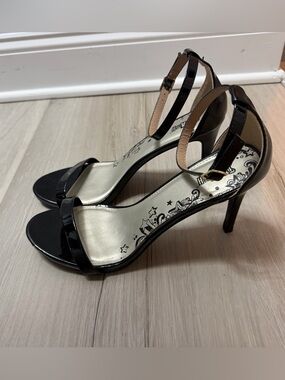 Black Patent Ankle-Strap Heels